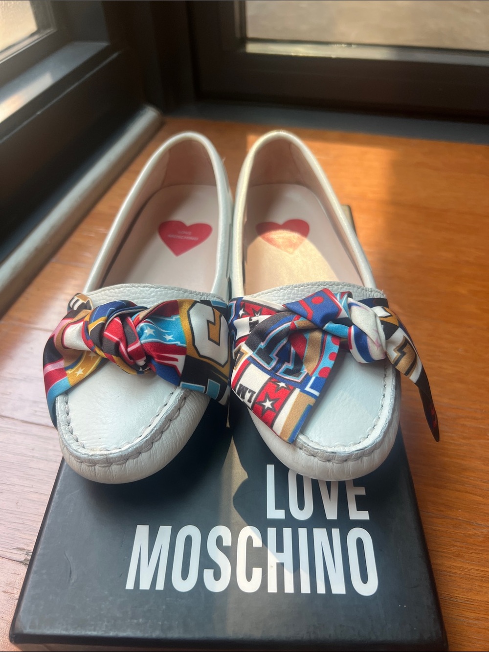 Love Moschino White Heart-Detail Slip-On Shoes